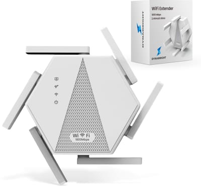 DynaBright WiFi Versterker Stopcontact – 1800 Mbit/s – WiFi 6 - Dual-Band - 2,4 & 5.8 G – WiFi Repeater - WiFi Booster - WPA/WPA2 - WiFi Extender