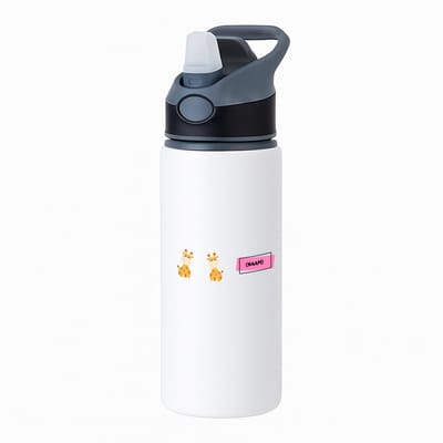 Hacebo® - Giraffen met eigen naam waterfles met rietje zwart - Giraffe - dieren liefhebbers - leuke cadeau voor iemand die van houdt van giraffen - verjaardagscadeau - kado - gift - water fles - 650ML