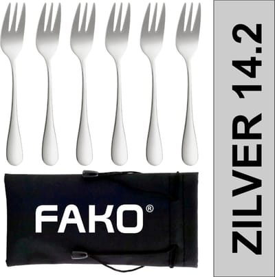 Fako Bijoux - 6x Gebaksvork / Dessertvork Classic - Vork - Vorkjes - 14cm - Zilver - 6 Stuks