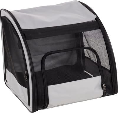 Autostoel hond – Flamingo Autostoel Rey Lichtgrijs – 45x38,5x41cm – opvouwbaar & veilig – met ventilatiegaas