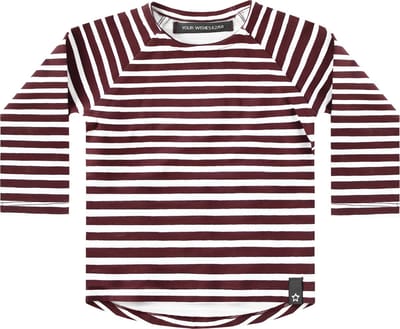 Your Wishes Raglan Longsleeve Wine Stripes - T-shirt - Lange Mouwen - Jongens & Meisjes - Maat: 50/56