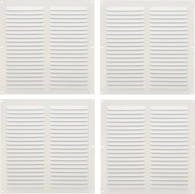 AMIG Ventilatierooster/muurrooster - 4x - 250 x 250mm - aluminium - wit - schoepenrooster
