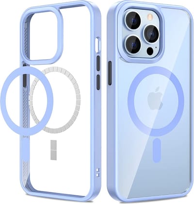 Hoesjes Sierra Blue - Transparant Shockproof Hoesje Case Blauw - Transparant Hoesje Licht Blauw - Geschikt voor iPhone 13 Pro Magsafe