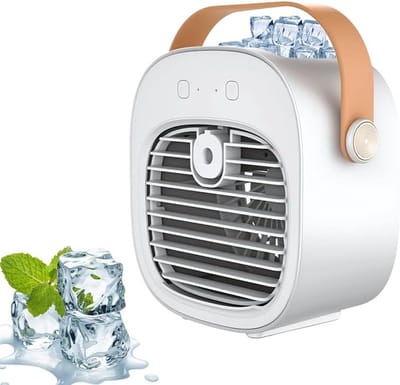 VHV - Luchtkoeler - Mini airco - Mobiele luchtkoeler - Tafelventilator - Draagbaar - Met watertank - Voor bureau en slaapkamer - Thuis en kantoor - Wit