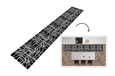 Keukenloper - Loper keuken - Netwerk - Patronen - Zwart Wit - Computer - 300x50 cm - Keukenloper vinyl