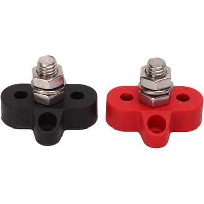Alimentation par batterie 48V Borne Rouge et Noir Acier Inoxydable Borne de Bloc de Connexion pour Camping-car Camion Bateau 3/8in black