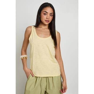boohoo Dames Doorschijnend Slub Vest Top Met Lage Ronde Rug | Butter | Maat: 10