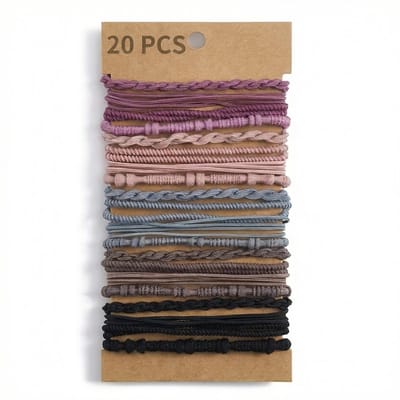 Roze paars blauw haar elastiekjes set – haarbandjes – dames heren – 20 stuks – elastische antislip haar elastiek – diverse gevlochten en gladde stijlen – meerkleurige elastiek set