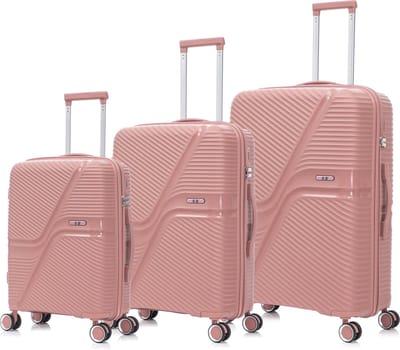 SB Travelbags 3 delige kofferset 4 dubbele wielen trolley - Rosegoud