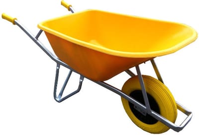 Fort Fort stratenmakerskruiwagen 100 liter geel met NooitMeerLek wiel