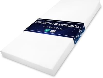 Matraskindermatras schuimmatras baby 60x120 cm - Schuimmatras voor reisbedje, babybedje en ledikant schuimplaat kindermatras zonder hoes Oeko-Tex-certificaat 60 x 120