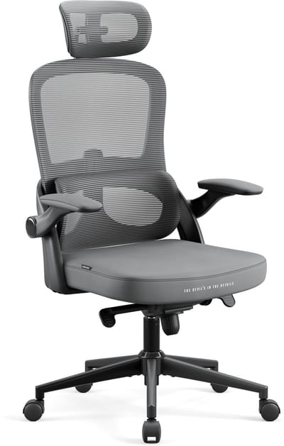DIABLO CHAIRS - Bureaustoel V-LIGHT - Ergonomische bureaustoel verstelbaar - Grijs