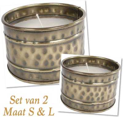 Set van 2 kaarsen maat S & L Kaars Ronald L oud messing beker metaal | 091165-4 | Gifts Amsterdam | Stoer & Sober Woonstijl