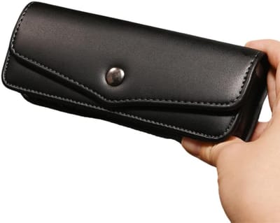 Duurzame leren brillenkoker, draagbare brillenkoker met riemclip voor mannen en vrouwen, ideaal voor bescherming en stijl