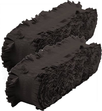 Feest/verjaardag versiering crepe slingers - Set van 2x stuks - zwart - 24 meter - papier - Feestartikelen
