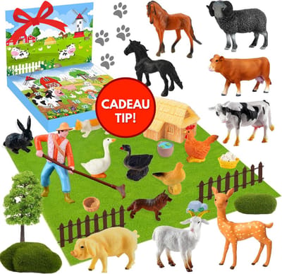 Ultiluxe® Boerderijdieren adventskalender 2025 - Aftelkalender met dieren - Cadeau set voor jongens, meiden en kinderen - Kerstmis speelgoed - 24 cadeaus - Kerstcadeau, sinterklaascadeau, cadeauset - Aftellen tot kerst