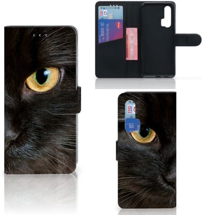 Honor 20 Pro Telefoonhoesje met Pasjes Zwarte Kat