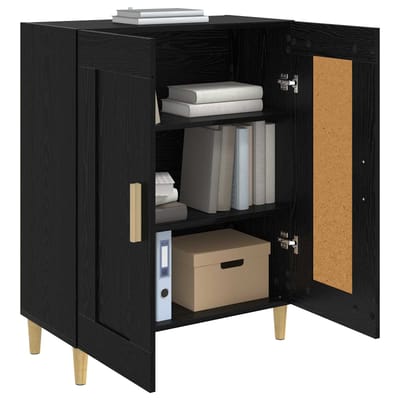 vidaXL - Dressoir - Zwart - eiken - 69,5 - x - 34 - x - 90 - cm - Bewerkt - hout