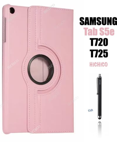 HiCHiCO® Tablet Hoes Geschikt voor Samsung Galaxy Tab T720 Hoesje Rose Goud - Galaxy Tab T725 Hoesje - Galaxy Tab S5e Hoes - 360° draaistand Met Stylus Pen