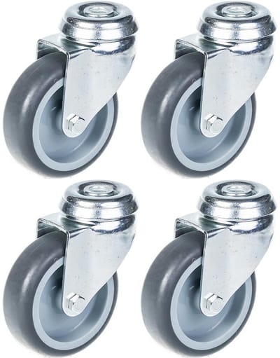 75 mm (3") zwenkwiel met grijze rubberen band, draaibaar, draagvermogen 240 kg, set van 4