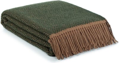 MoST - Wollen plaid Venezia leaf - 100% Nieuw-Zeelandse wol - 140 x 200 cm - groen-bruin