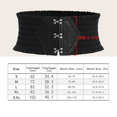 Levendige Drievoudige Gesp Elastische Tailleband Ruches Brede Riem - Elegante Decoratieve Jurk Gilet voor Vrouwen met Verstelbare Band S zwart