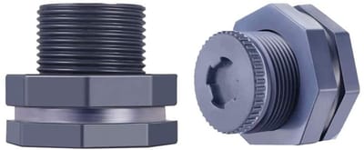 Dailygoods- Schot Fitting - 2 Stuks - PVC - Duurzaam - Voor Regentonnen/Vijvers/Aquaria - Met Siliciumafdichtingspakking