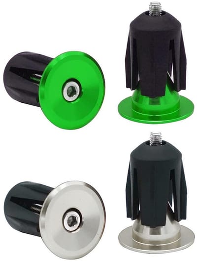 Stuurdoppen voor fiets en mountainbike, zilvergroen, set van 4 stuks