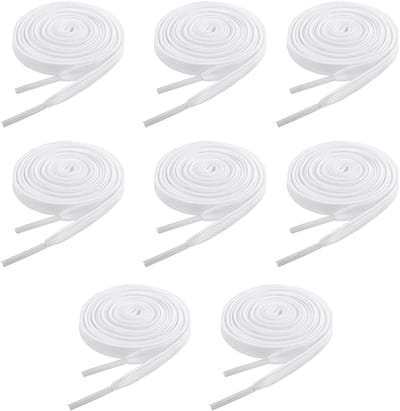 Vervangende platte veters voor sportschoenen, 4 paar witte veters, duurzame en veelzijdige schoenveters