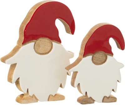 J-Line decoratie Kerstman Blinkend - hout - mix - large