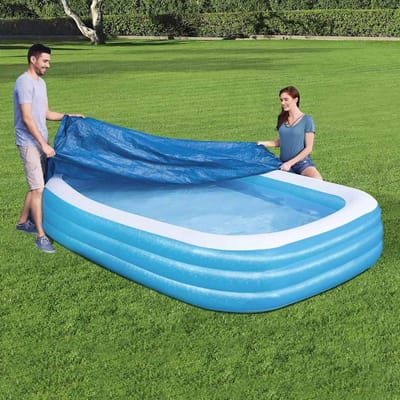 Zwembadafdekzeil - Rechthoekig Afdekzeil 305x183 cm met Afwateringsgaten - Windbestendige Zwembadhoes voor Familiezwembad - Algenwerend Zwembadzeil