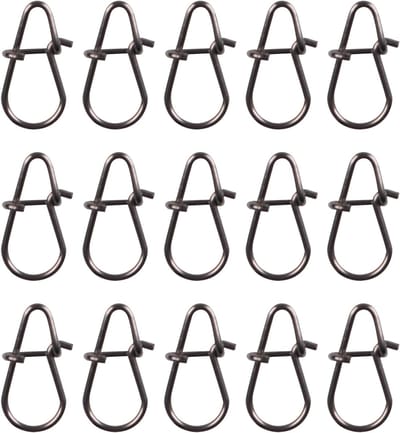15 Carabiner Haken voor Vissen, Accessoires voor Roofvissen, Lures en Spinner, 10 mm, Belastbaarheid 22 kg, Ideaal voor Sportvissen en Outdoor Avonturen