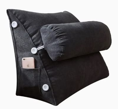 Leeskussen - Kussen voor lezen - Voor in Bed en Bank - Rugkussen - Boekenkussen met Kussenrol - Comfortabel Leeskussen - Bookseat - Meditatiekussen - Rugkussen onderrug - Donker Groks