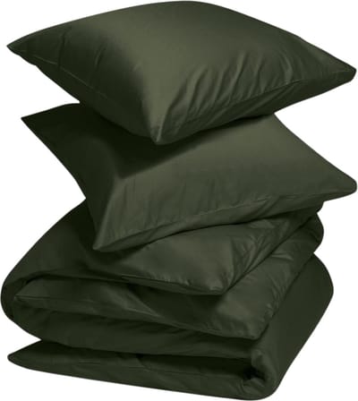Yumeko dekbedovertrek katoensatijn dark olive 200x220 + 2/60x70 - Bio, eco & fairtrade