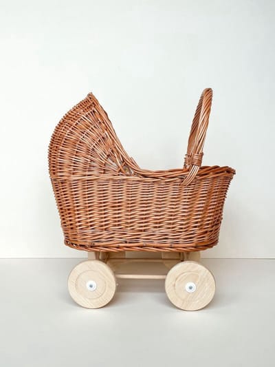 Hollie Rieten poppenwagen met kap little flowers