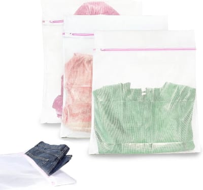 Waszakken voor de Wasmachine, Set van 3, Reiswaszak met Rits, Geschikt voor Kleding, Wol, en Delicate Stukken (40 x 50 cm)