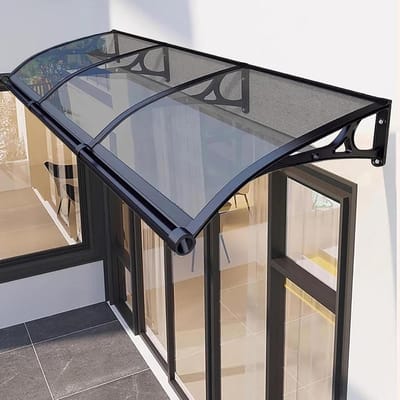 Voordeur Luifel - Raam Overkapping - Bescherming Buiten - Vergrote Goot - 80 x 200 cm - Transparant Zwart