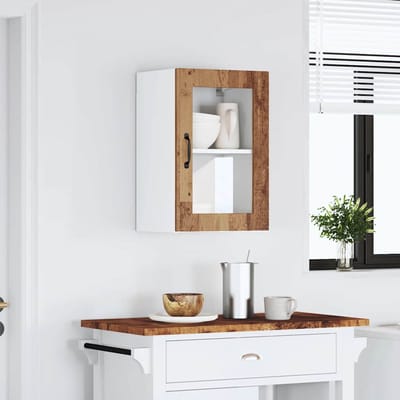 vidaXL - Keukenbovenkast - met - glazen - deur - Porto - oud - houtkleurig