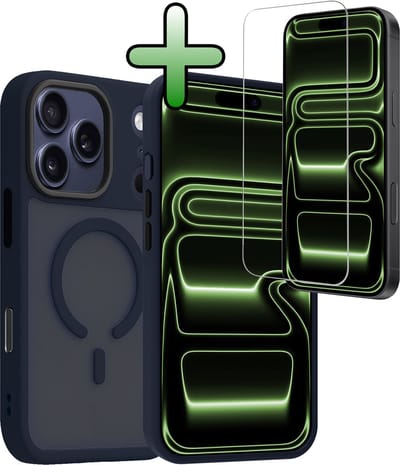 Hoesje Met Screenprotector - Geschikt voor iPhone 17 Pro / 18 Pro - Magsafe Compatible - Sterk & Shockproof - Back Cover - Shock Proof Case - Telefoon Hoes - Donkerblauw