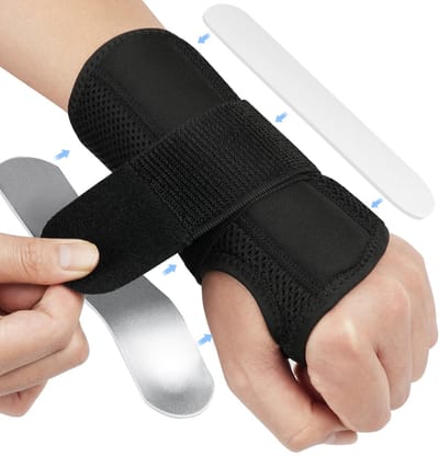 Polsspalk-brace, Adjustable Wrist Support Brace Left, Carpale Tunnel Polsbrace met Afneembare Metalen Spalkstabilisator, Metalen polsspalk voor hand, voor Artritis, Tendinitis, Sport, M