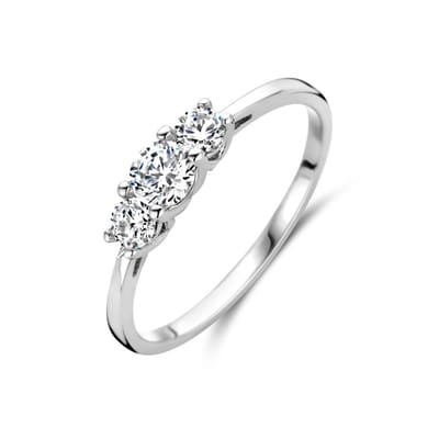 Gerhodineerd Zilver Ring Trilogie Met Zirkonia 1338056