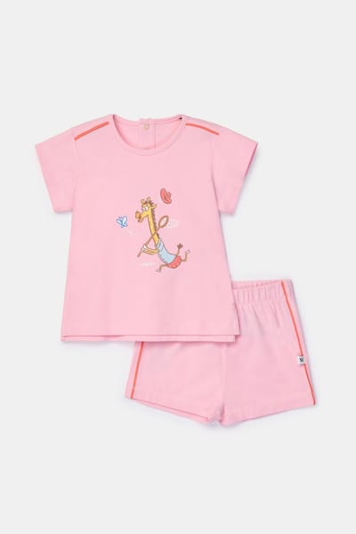 Woody - Baby Meisjes Pyjama - Lichtroze - 12 maand / 80