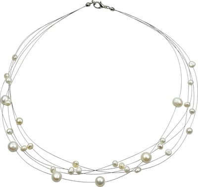 Zoetwater parelketting Avetta - echte parels - wit - sterling zilver (925) - layer ketting - luxe sieraden zakje - parelketting dames