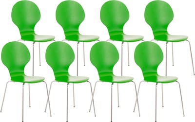CLP Diego Set van 8 stapelstoelen Hout/groen
