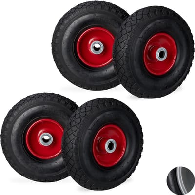 4x steekwagenwiel 3.00-4 - luchtbank steekwagen - 360x85 mm reserve band