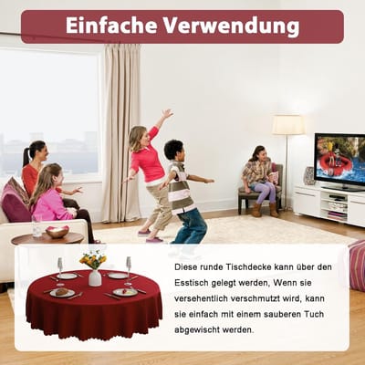 SolidKeus - Ronde Tafelkleed 140 cm Wijnrood met TPU Coating