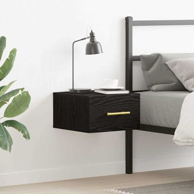 vidaXL - Nachtkastje - 35 - x - 35 - x - 20 - cm - Bewerkt - hout - Zwart - Eiken