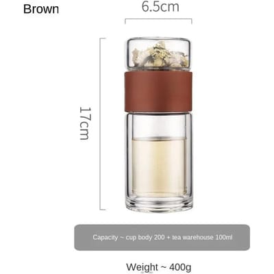 Oneisall Thee Waterfles Reis Drinkware Draagbaar Dubbelwandig Glas Thee Infuser Filters De Thee Filter Tuimelaar Roestvrij Staal 301-400ml