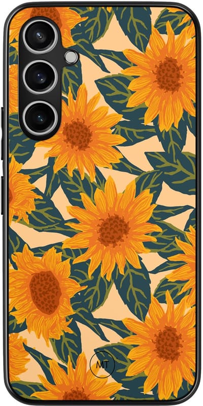 Hoesje geschikt voor Samsung Galaxy S23 FE - Zonnebloemen - TPU Hard Case Backcover - Oranje - Mooie Telefoonhoesjes