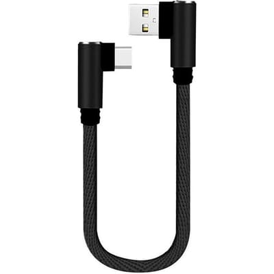 FONKEN USB Type C Korte Kabel 90 Graden Telefoon Oplader Koord 25 cm Mini Micro USB Datakabel Voor Powerbank laptop Laadkabel Draad Type-C Cable zwart
